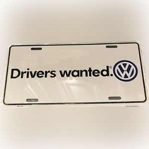 Vintage VW Drivers Wanted License Plate NEW IN PACKAGE RARE